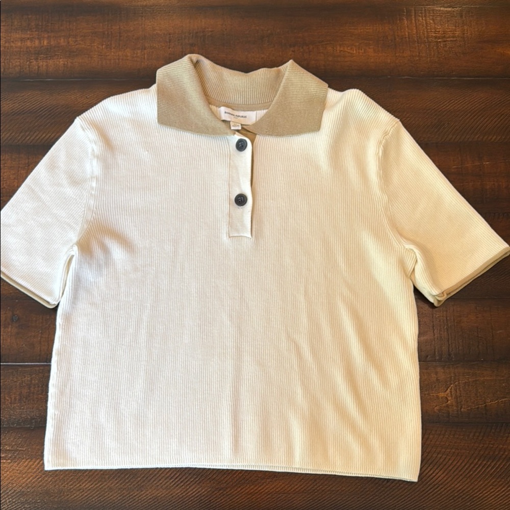 Cream Polo Sweater Shirt